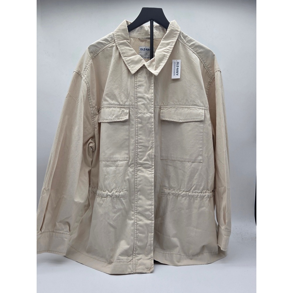 Old Navy Women's XL Cream Utility Shirt Jacket 100% Cotton NWT 101-860